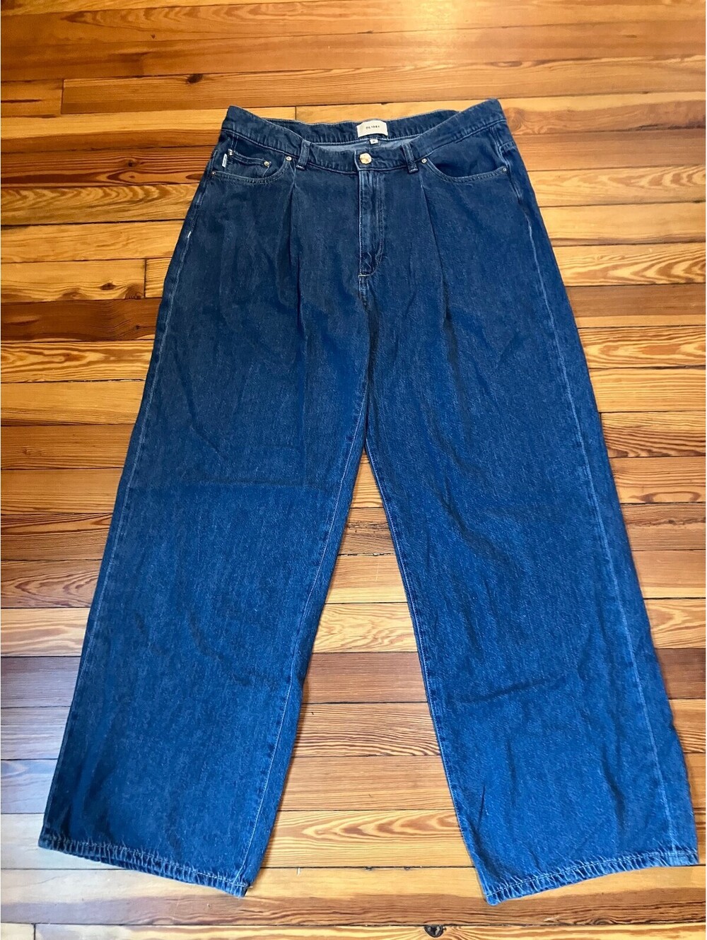 DL1961 Isabel Wide Leg Jeans Size 32 Dark Wash High Rise Baggy Pleated Denim